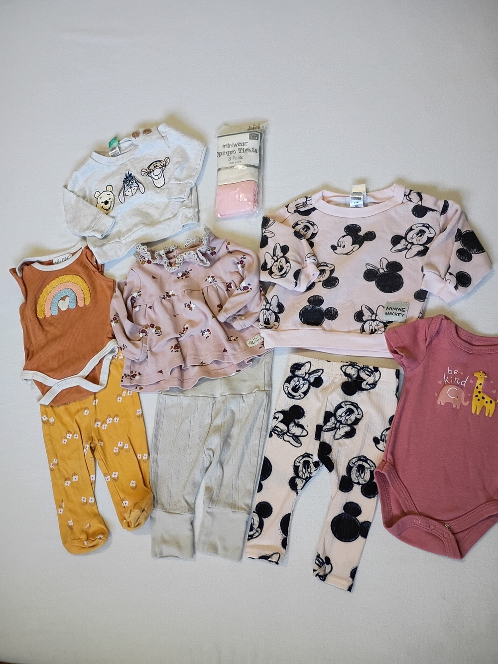 0-3M Mixed Babygirl.Clothing Bundle Minnie Pooh Rainbow Floral Pink Yellow